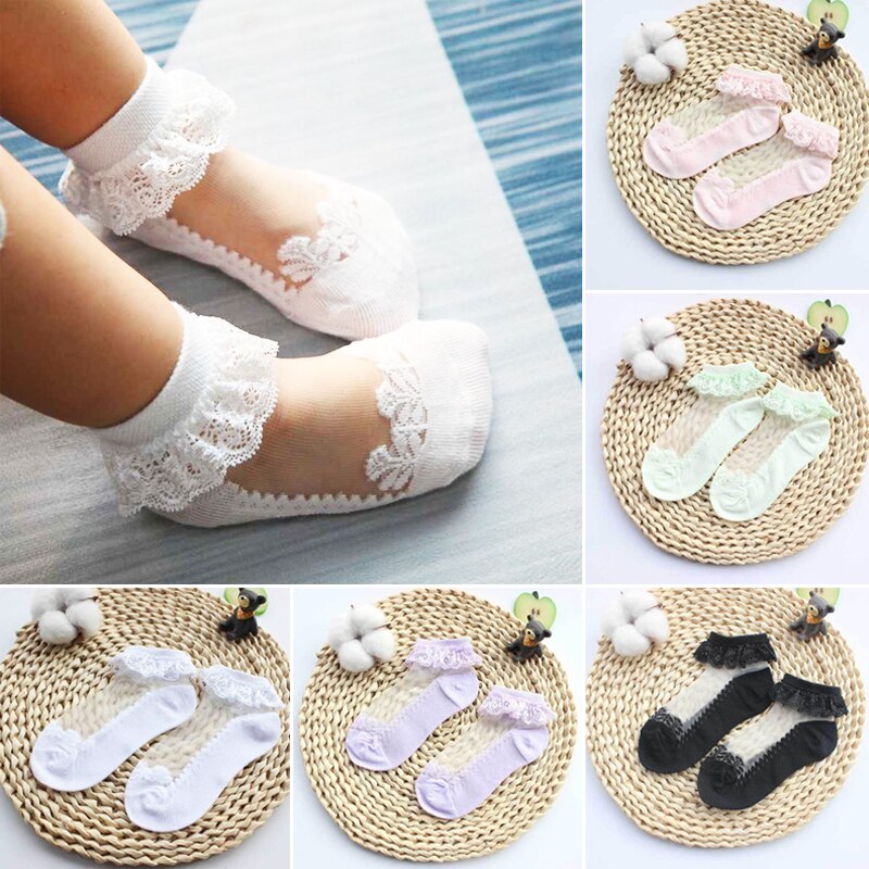 Cute Lace Flower Mesh Summer Newborn Baby Socks Cotton Baby Girl Socks See Through Anti Slip Socks Calcetines Skarpetki Sokke