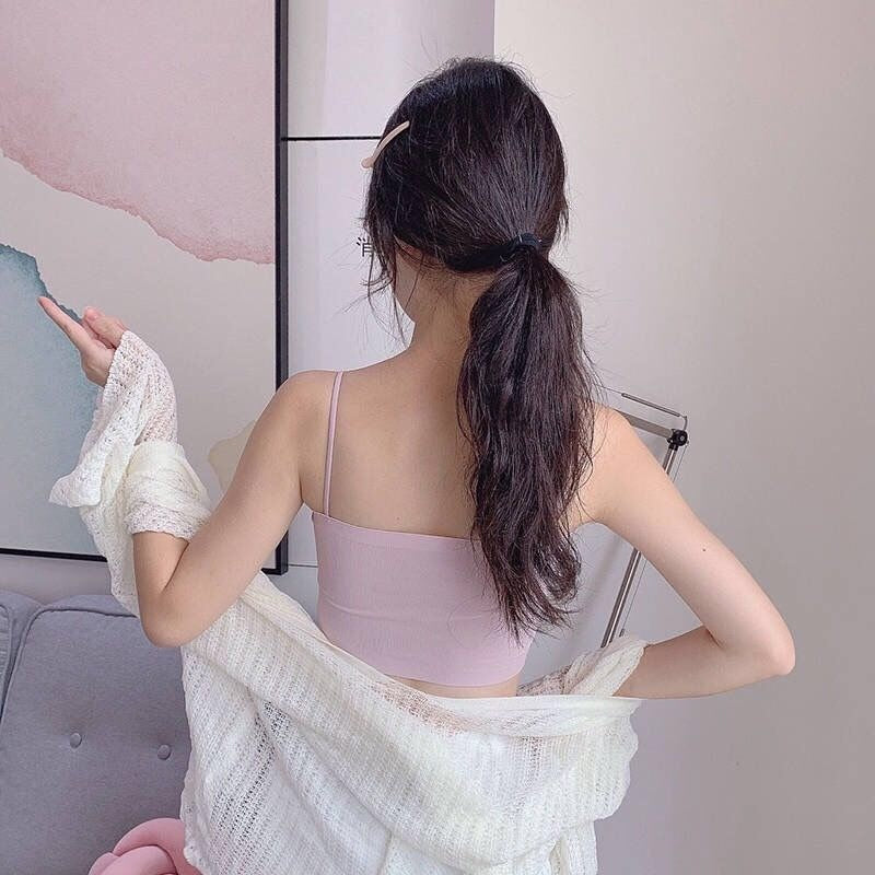 Fashion Women Sling Tube Top Sexy Bra Top Breathable Chest Pad Wearing Underwear Seamless Ice Silk Breast Wrap Lingerie Female