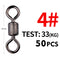 Meredith 50PCS/Lot Fishing Swivels Ball Bearing Swivel with Safety Snap Solid Rings Rolling Swivel for Carp Fishing Accessories