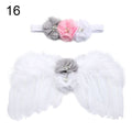 2pcs/set Cute Newborn Angel Feather Wings with Baby Girl Rose Flower Headband Hair Accessories for Infant Photography Props