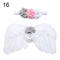 2pcs/set Cute Newborn Angel Feather Wings with Baby Girl Rose Flower Headband Hair Accessories for Infant Photography Props