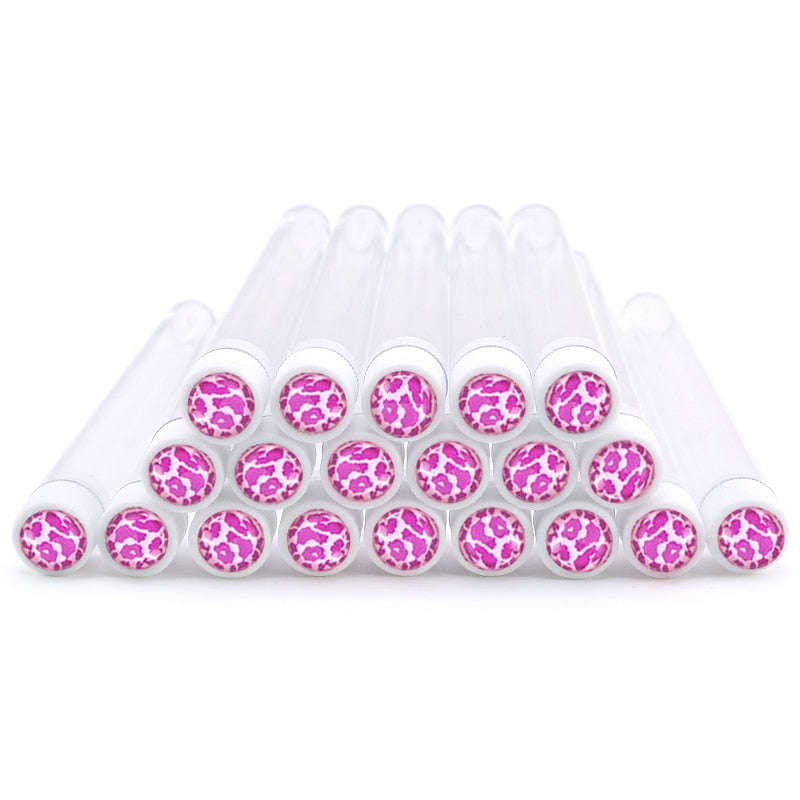 20pc Reusable Eyebrow Brush Tube Leopard Serpentine Diamond Flask Mascara Wand Dust-proof Eyelash Extension Supplies Makeup Tool