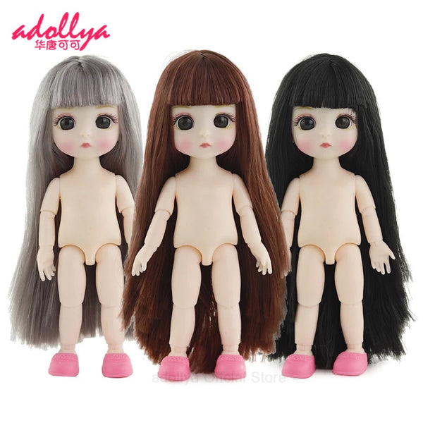 Adollya 16cm BJD Doll Nude Body Ball Jointed Swivel Doll 3D Eyes 13 Moveable Joints Body Make-up Princess 1/12 BJD Dolls