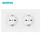 SRAN eu 2gang Power socket,16A electrical plug grounded Hide LED indicator,double Socket with USB, 146*86mm pc panel wall socket
