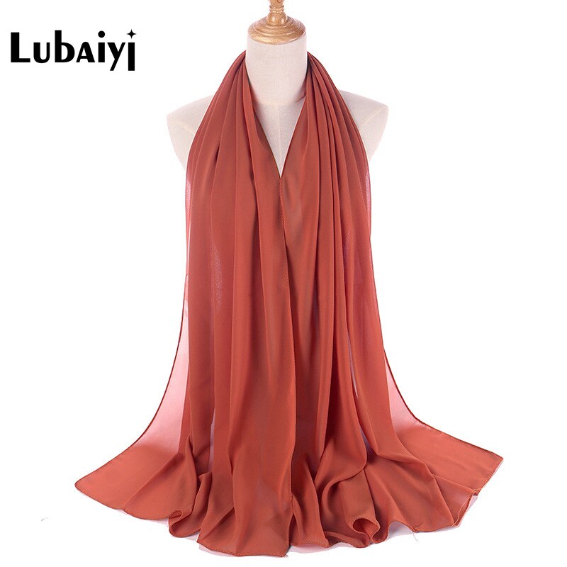Muslim 2021 New Chiffon Hijab Scarf Women Solid Color Soft Long Shawls and Wraps Islamic Head Scarves Fashion turbante mujer