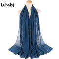 Muslim 2021 New Chiffon Hijab Scarf Women Solid Color Soft Long Shawls and Wraps Islamic Head Scarves Fashion turbante mujer