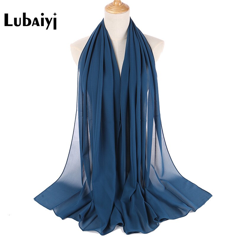 Muslim 2021 New Chiffon Hijab Scarf Women Solid Color Soft Long Shawls and Wraps Islamic Head Scarves Fashion turbante mujer