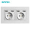 SRAN eu 2gang Power socket,16A electrical plug grounded Hide LED indicator,double Socket with USB, 146*86mm pc panel wall socket