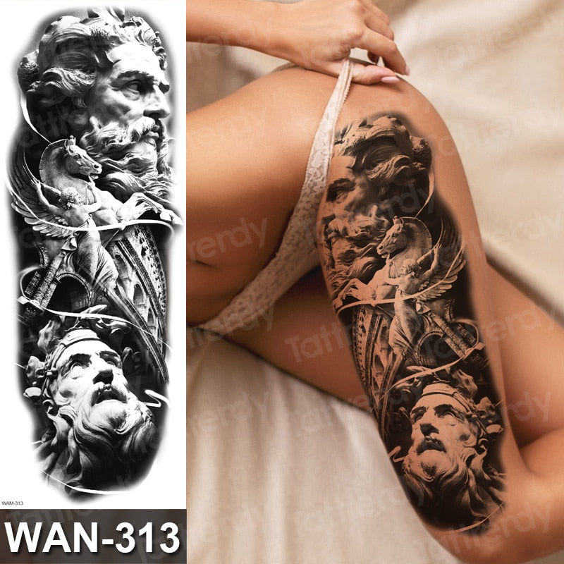 sexy fake tattoo for woman waterproof temporary tattoos large leg thigh body tattoo stickers peony lotus flowers fish dragon