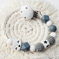 1pc Crochet Bunny Baby Pacifier Clip Chain BPA Free Wooden Beads Appease Soother Chain Clips Newborn Dummy Holder Nipple Clip
