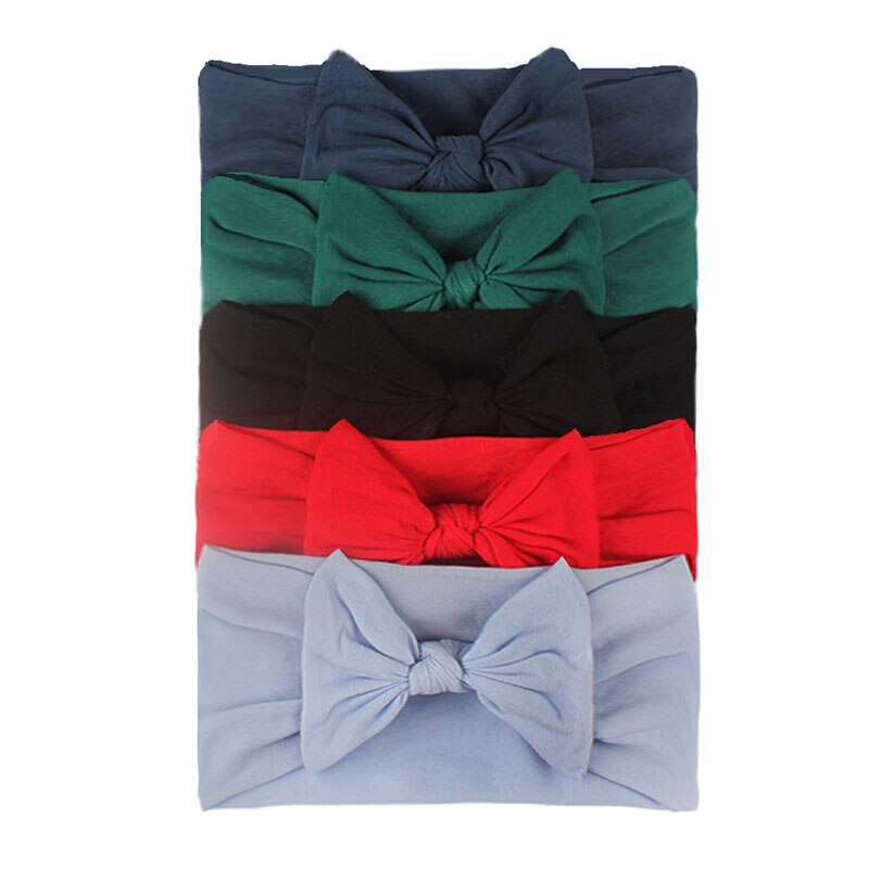 3/4/5/6Pcs/set Cute Bowknot Baby Headband Turban Solid Color Newborn Baby Girls Elastic Hair Bands Soft Nylon Hair Accessories