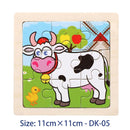 11X11CM Kids Wooden Puzzle Toy Vehicle Animal Jigsaw Cartoon Animal Traffic Tangram Toys Educational Toys Puzzles for Kids Gifts