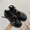 Lolita shoes platform mary jane Shoes Star Buckle Strap Mary Janes Women Cross-tied pu Leather Girls Rivet Casual Shoes kawaii