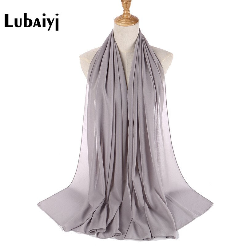 Muslim 2021 New Chiffon Hijab Scarf Women Solid Color Soft Long Shawls and Wraps Islamic Head Scarves Fashion turbante mujer