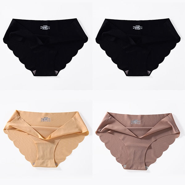 4 PCS/Lot Seamless Panties For Women Plain Panties Slip Silk Female Underwear Soft Thin Light Panti Culotte Femme Underpants