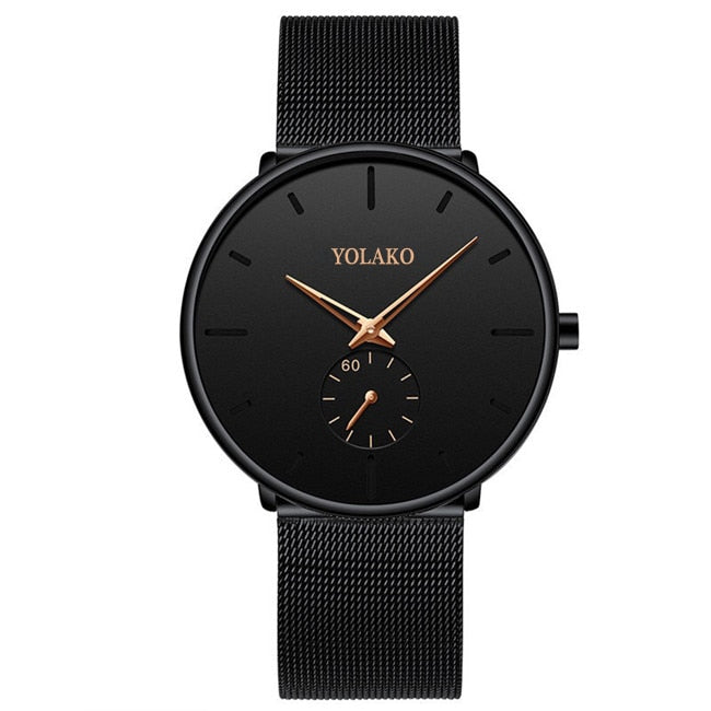 2022 Mens Fashion Minimalist Watches Men Business Casual Quartz Watch Simple Male Stainless Steel Mesh Band Clock reloj hombre