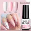 LILYCUTE 3 PCS Gel Nail Polish Set Nude Pink Glitter Sequins Matte Effect Gel Long Lasting Base Top Coat Nail Art Design Hybrid