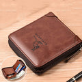 2021 Fashion Men&#39;s Coin Purse Wallet RFID Blocking Man Leather Wallet Zipper Business Card Holder ID Money Bag Wallet Male