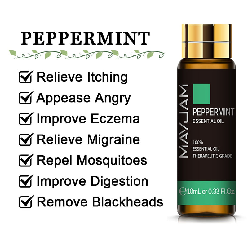 10ML Lavender Eucalyptus Pure Essential Oils Rose Lemon Jasmine Vanilla Mint Sandalwood Bergamot Tea Tree Diffuser Aroma Oil