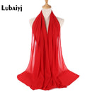 Muslim 2021 New Chiffon Hijab Scarf Women Solid Color Soft Long Shawls and Wraps Islamic Head Scarves Fashion turbante mujer