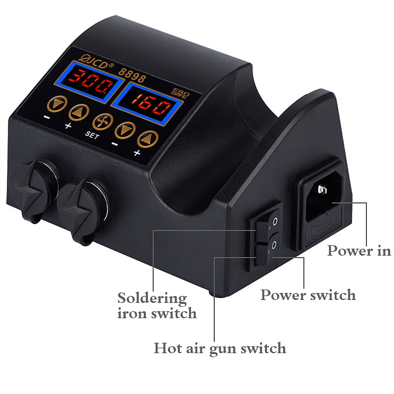 2 in 1 750W Soldering station LCD Digital display welding rework station for cell-phone BGA SMD PCB IC Repair solder tools 8898