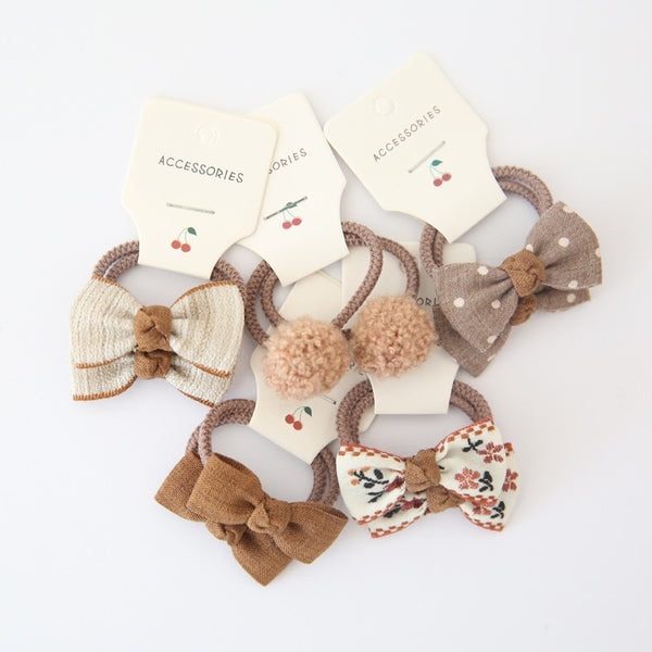 10Pcs/Lot Sweet Hair Band Girls Hair Ties Bows Elastic Rubber Band Flower Small Ball Scrunchies Baby Kids Hair Accessories Gift