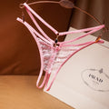 Lace Sexy Thong Ladies Cross Belt Ultra-Thin Hollow Temptation Panties Open File t Pants Eyelash Diamond Cutout Thong Underwear
