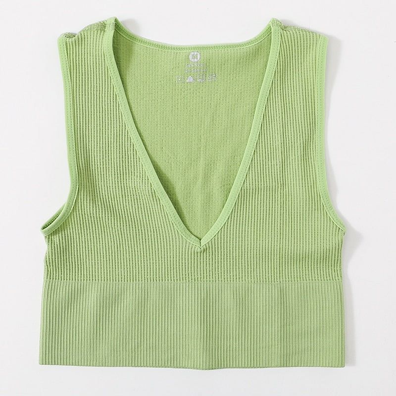 Vintage Crop Top Women Seamless Underwear Sexy Lingerie Female Tanks Vest Harajuku Deep V Neck Summer Camis Crop Top Camisole