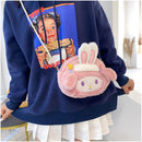 New Kawaii Sanrioed My Melody Cinnamoroll Cartoon Plush Bag Anime Soft Stuffed Animals Plushie Backpack Girls Doll Toys Gifts