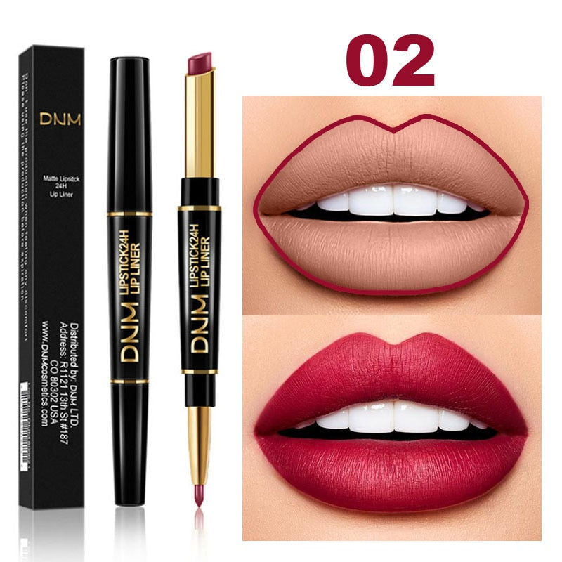 2 IN 1  Lip Liner Waterproof Matte Lipstick Pencil Contour Tint Sexy Red Matte Long Lasting Moisturizer Lipliner Cosmetics TSLM1