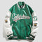 American retro letter embroidery leather jackets coats women&