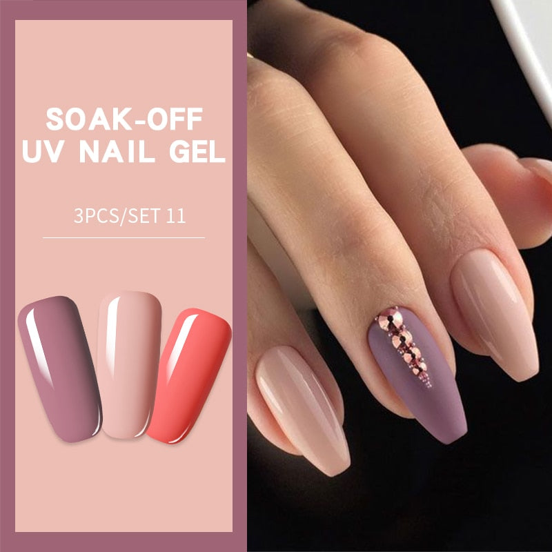 LILYCUTE 3 PCS Gel Nail Polish Set Nude Pink Glitter Sequins Matte Effect Gel Long Lasting Base Top Coat Nail Art Design Hybrid