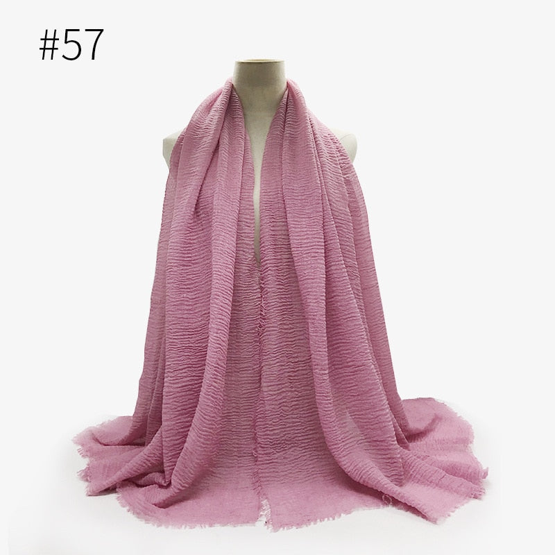 180X95CM Women Classic Muslim Crinkle Hijab Scarf Soft Cotton Head Scarves Turban Shawls Wraps Islamic Headband Femme Musulman