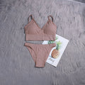 ATHVOTAR 2PCS Bra Sets Seamless Underwear Set Ribbed Bra Top Low-Waist Women Panties Female Bralette Lingerie New