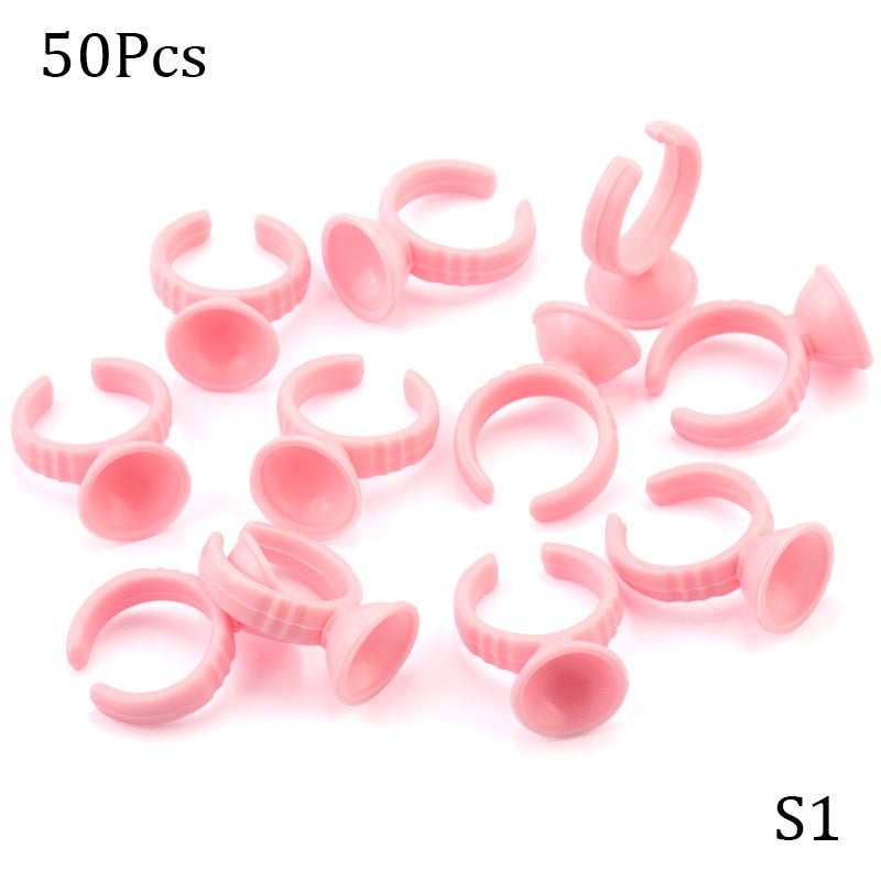 Wholesale 50/100Pcs Disposable Eyelash Glue Fan Cup Rings Holder  Container Tattoo Pigment Eyelash Extension Tools Lash Supplies