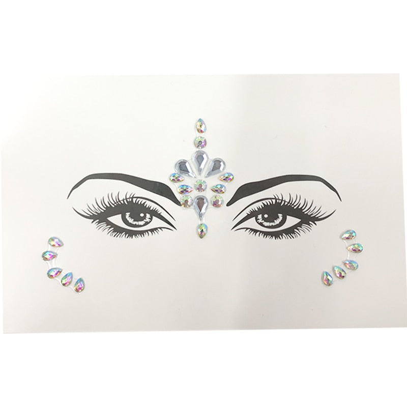 3D Sexy  face tattoo stickers Temporary tattoos  glitter fake tattoo  rhinestones for woman  Party face Jewels tatoo