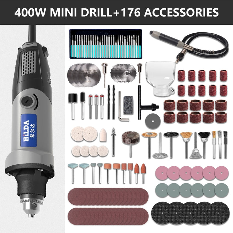 HILDA Electric Drill Grinder Engraver Pen Grinder Mini Drill Electric Rotary Tool Grinding Machine Accessories