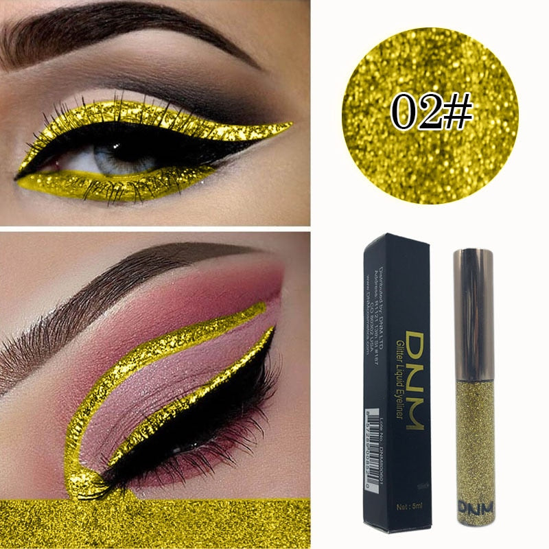 DNM 16 Color Glitter Liquid Eyeliner Pearlescent Sequins Bright Eye Shadow Shiny Long Lasting Waterproof Eyeshadow Makeup TSLM1