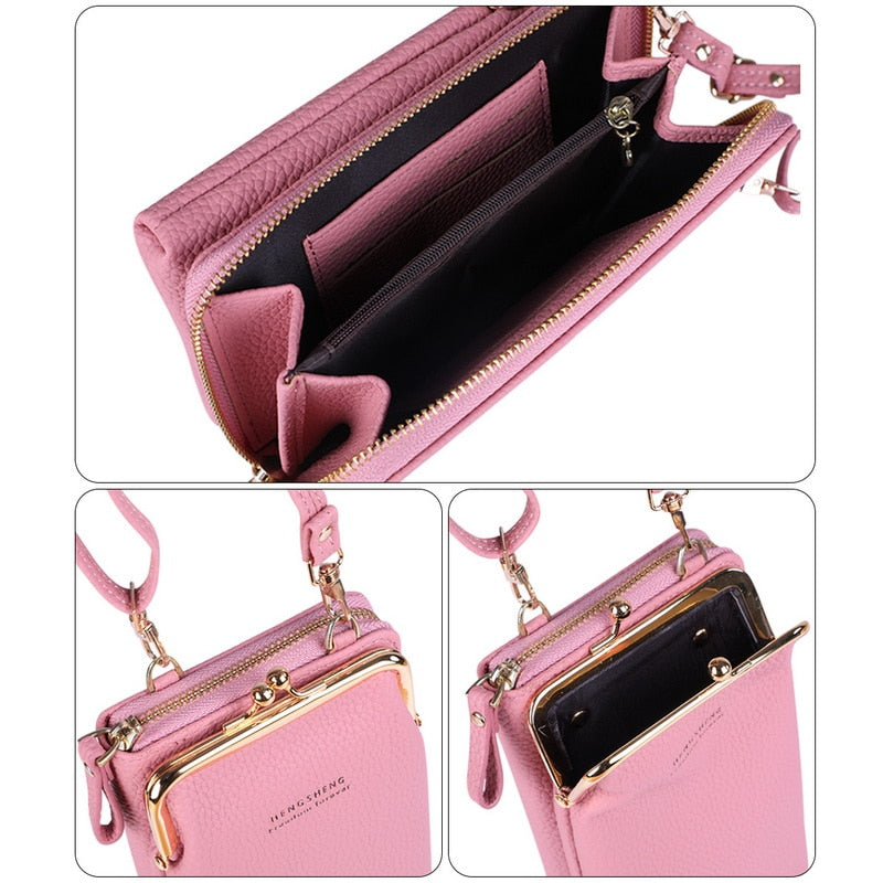 Women Wallets Brand Pu Leather Mobile Phone Bags Big Card Holders Wallet Handbag Purse Clutch Shoulder Crossbody Bags Lady 2022