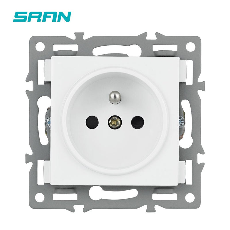 SRAN F6 Series White Crystal Tempered Glass Panel Light switch eu french wall socket usb tv rj45 rj11 Sensor switch Module DIY
