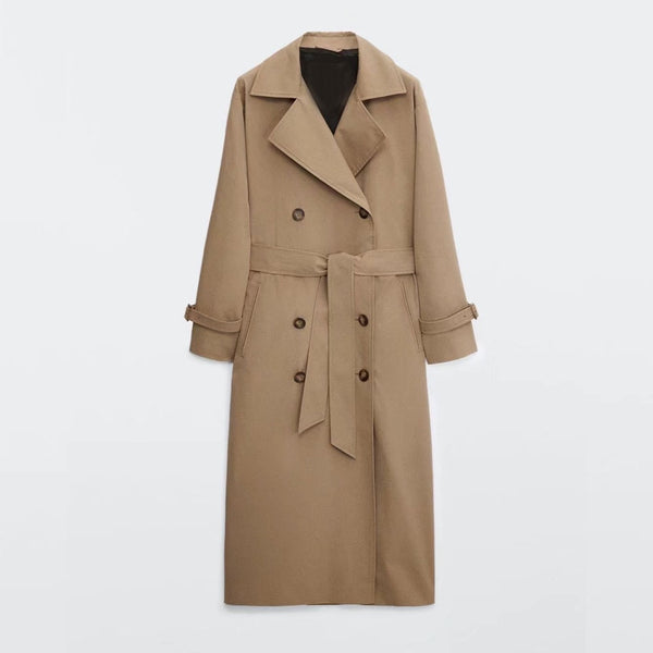 DiYiG WOMAN 2021 autumn new women&#39;s clothing retro casual loose double-breasted fashion overknee trench coat