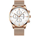 2022 Men&#39;s Fashion Business Calendar Watches Men Luxury Blue Stainless Steel Mesh Belt Analog Quartz Watch relogio masculino