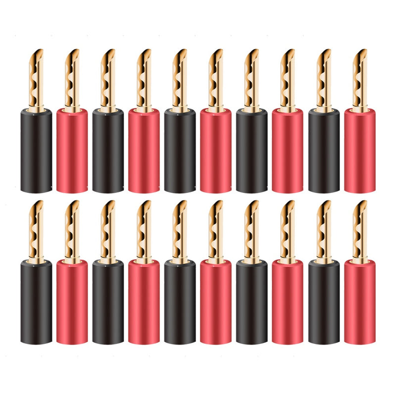 20pcs/10pairs Nakamichi BANANA PLUGS 24K Gold-plated 4MM Banana Connector with Screw Lock For Audio Jack Speaker Plugs Black&amp;Red