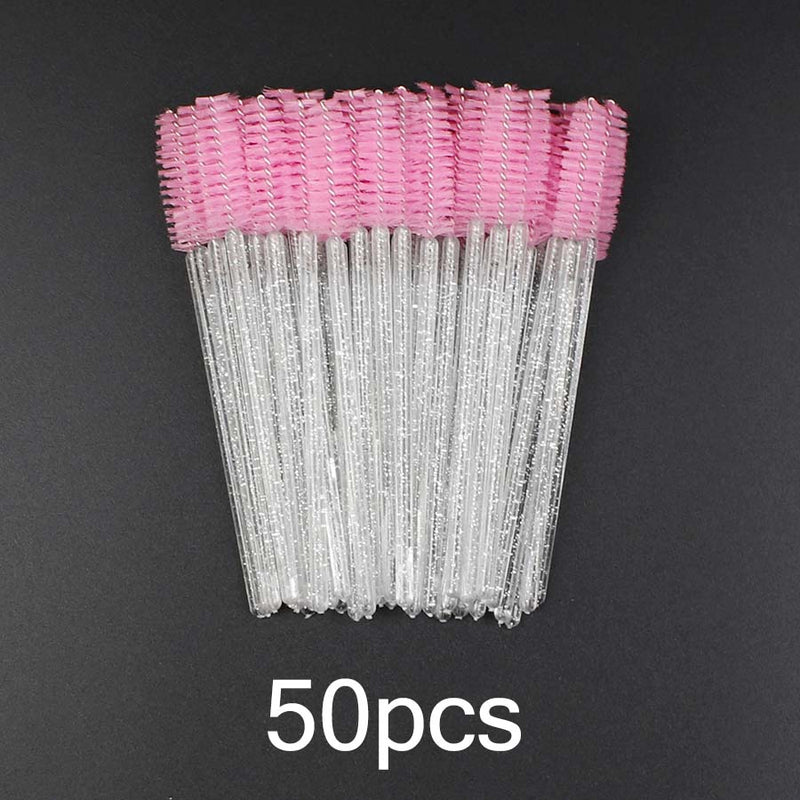 Disposable Eyelash Brush 25/50 Pcs Crystal Eye Brush Diamond Handle Mini Mascara Wands Brush Eyelash Extension Makeup Brush Set