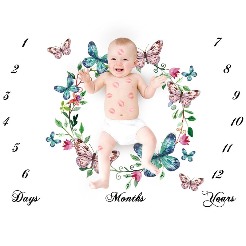 Baby Milestone Background Photo Blanket Infant Photography Backdrop Cloth Kids Photographic Calendar Photo Props Accessories
