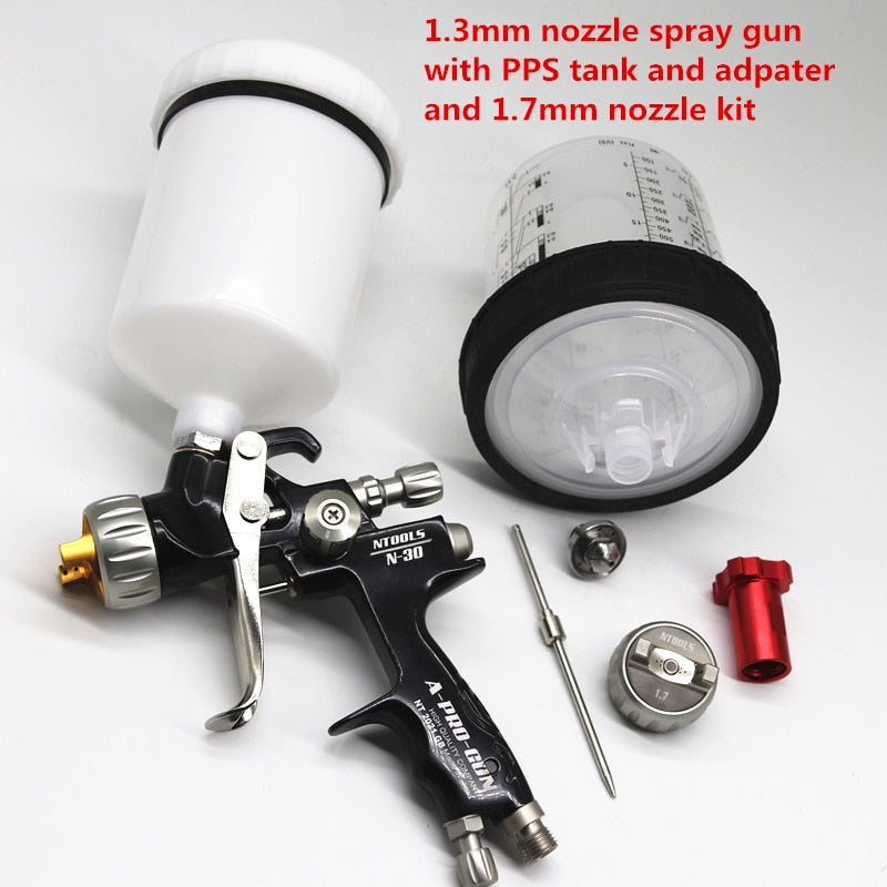 Spray Gun 1.3/1.7mm Nozzle Car Repair Paint Spray Gun With 600CC Tank Air Spray Gun With Paint Mixing Cup And Adapter