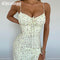 Chicology 2022 Summer Women Dress Small Floral Side Slit Sexy Sling French Slim Light Breathable Sleeveless Festival Dresses