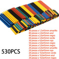 127/164/328/530pcs Heat Shrink Tube Kit Shrinking Assorted Polyolefin Insulation Sleeving Heat Shrink Tubing Wire Cable 2:1