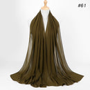 Muslim Bubble Chiffon Hijab Scarf Women Solid Color Soft Long Shawls and Wraps Georgette Head Scarves Ladies Hijabs
