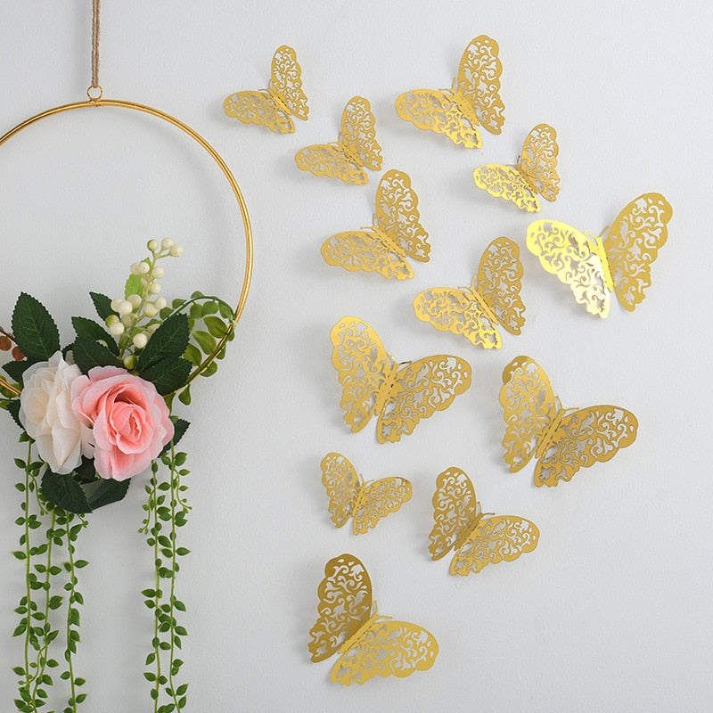 12pcs Suncatcher Sticker 3D Effect Crystal Butterflies Wall Sticker Beautiful Butterfly for Kids Room Wall Decal Home Decoration